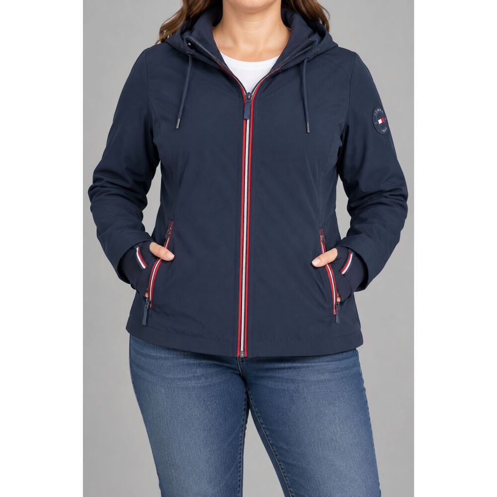 Tommy Hilfiger Women’s XXL Navy Hooded Softshell Jacket Water Resistant Full Zip